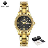 Relógio feminino Cravejado com Pedras WWOOR 8856L - A prova d'água