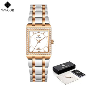 Relógio Feminino Cravejado WWOOR 8858L - A prova d'água