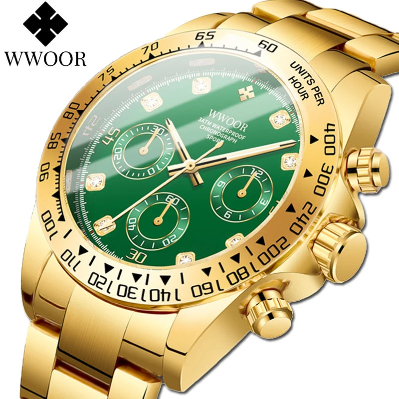 Relógio Militar e Esportivo de Luxo WWOOR 8849 - Aço inoxidável - A prova d'água