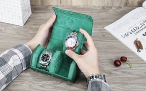 Caixa Premium WWOOR  – Couro Sintético Verde com Interior Aveludado