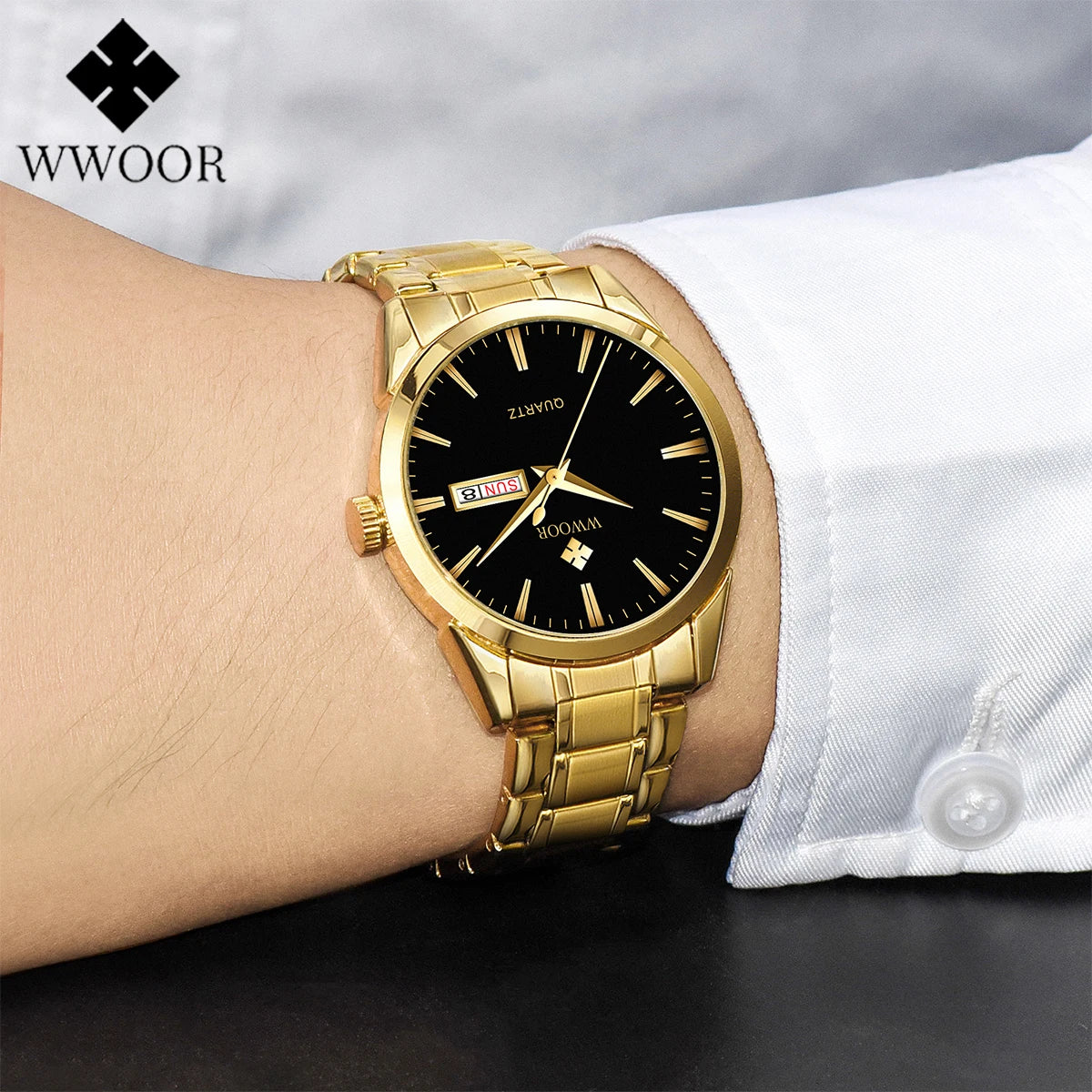 Relógio Masculino de Luxo WWOOR 8801 - A prova d'água - Frete grátis