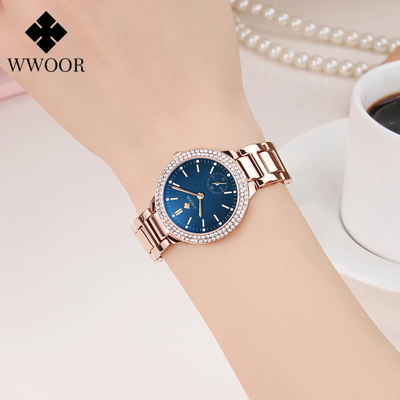 Relógio Feminino Sofisticado WWOOR 8854 B - A prova d'água