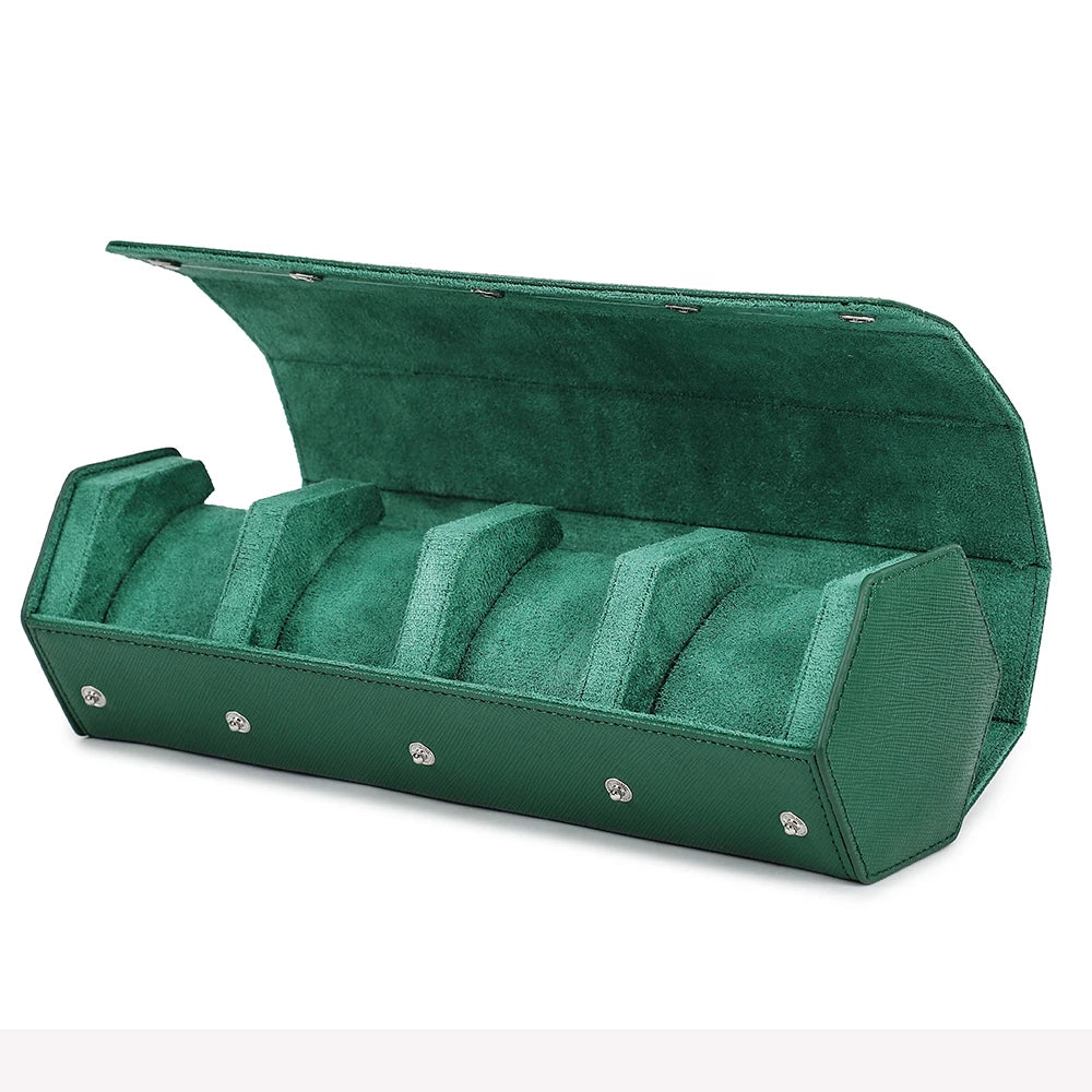 Caixa Premium WWOOR  – Couro Sintético Verde com Interior Aveludado