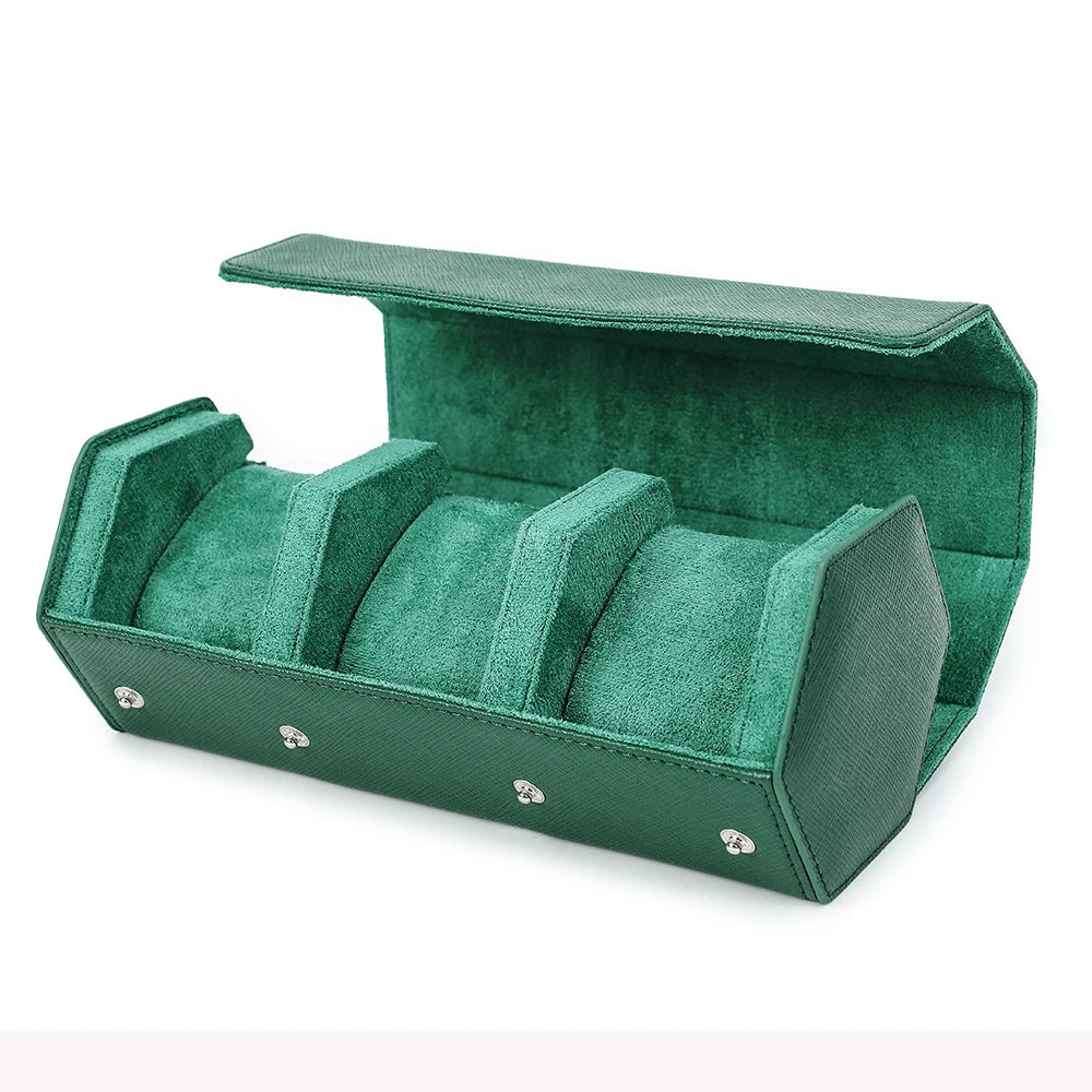 Caixa Premium WWOOR  – Couro Sintético Verde com Interior Aveludado