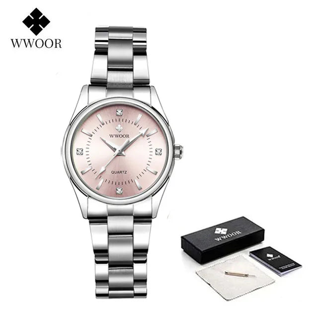 Relógio Feminino WWOOR 8852-b - Aço inoxidável - A prova d'água