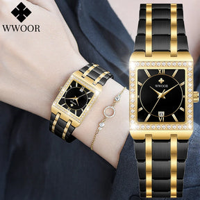 Relógio Feminino Cravejado WWOOR 8858L - A prova d'água