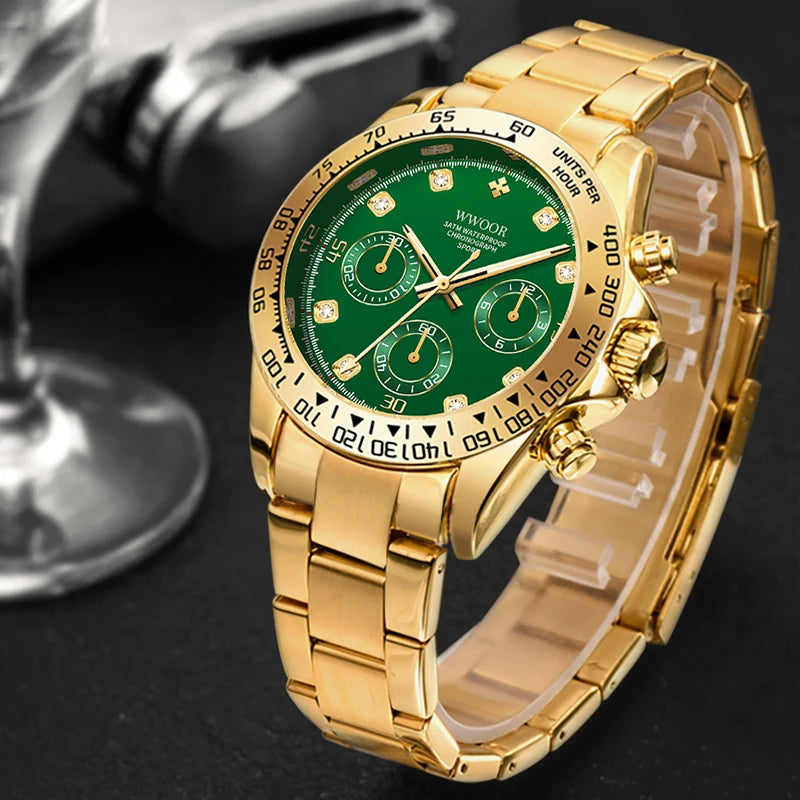 Relógio Militar e Esportivo de Luxo WWOOR 8849 - Aço inoxidável - A prova d'água