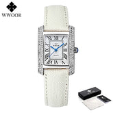Relógio Feminino WWOOR 8806-b - Couro legítimo - A prova d'água