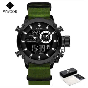 Relógio Masculino Digital e Analógico WWOOR 8882WW - Pulseira de tecido -  A prova d'água