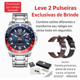 Último dia! - ÚLTIMAS UNIDADES - 45% OFF - Relógio WWOOR'DIVEST - Aço Inoxidável - À Prova D'água