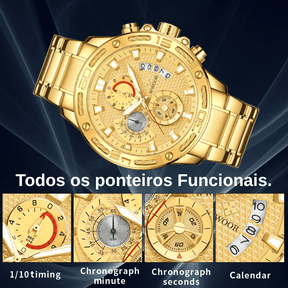 "Último Dia" - WWOOR ZENITH - Aço inoxidável - A prova d'água - Ponteiros Funcionais