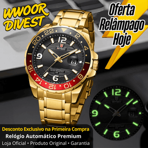 Relógio Mecânico Automático "WWOOR'DIVEST"  –  Aço Inoxidável Premium | À prova d’água